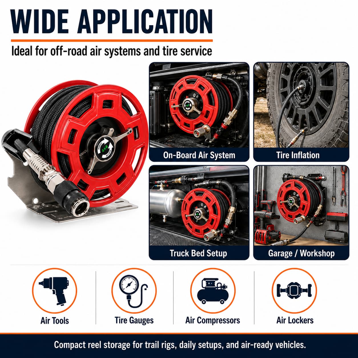 SEAPENG 7m Air Hose Reel for Off-Road Tire Inflation | Jeep, Truck & SUV - Image 11