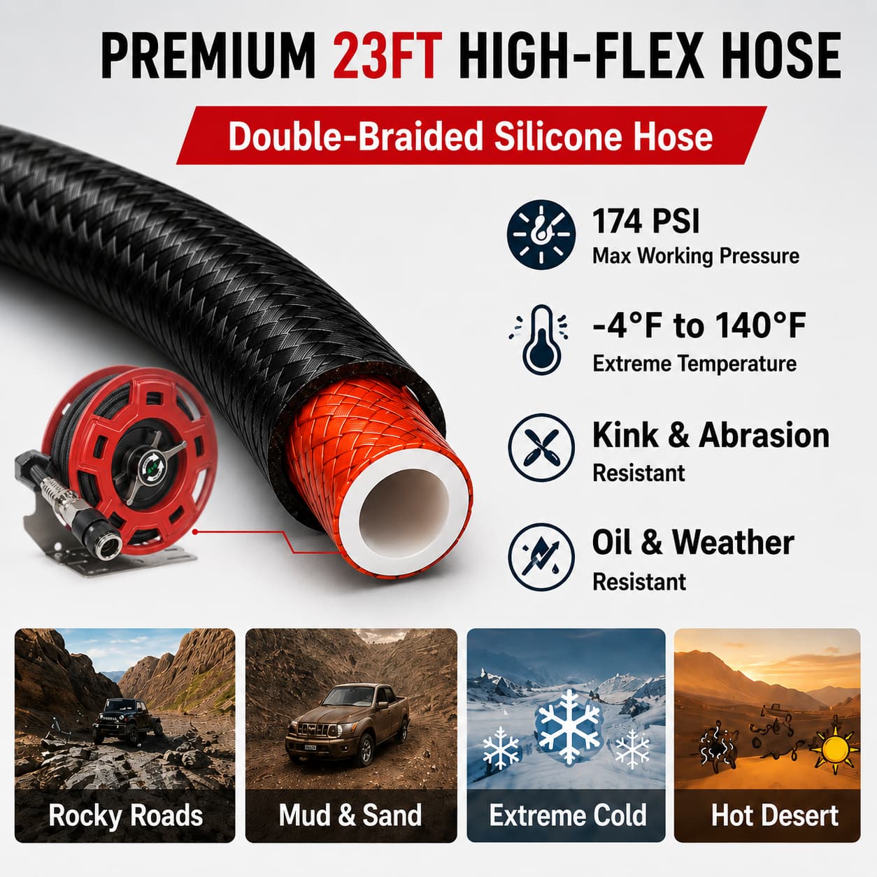 SEAPENG 7m Air Hose Reel for Off-Road Tire Inflation | Jeep, Truck & SUV - Image 7