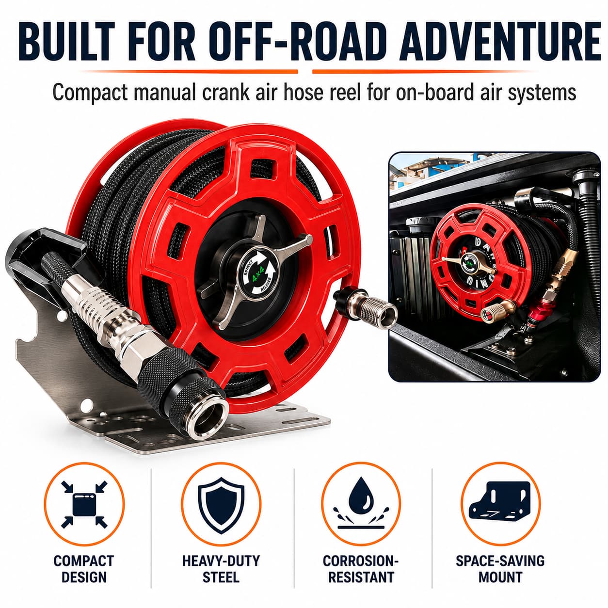 SEAPENG 7m Air Hose Reel for Off-Road Tire Inflation | Jeep, Truck & SUV - Image 5