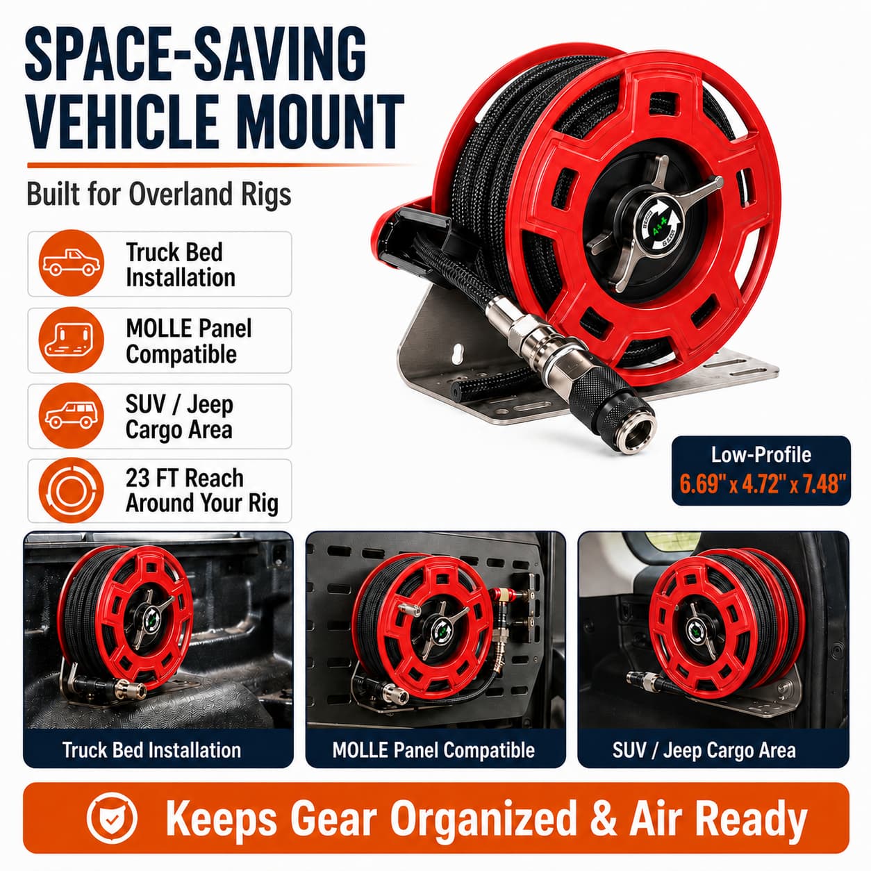 SEAPENG 7m Air Hose Reel for Off-Road Tire Inflation | Jeep, Truck & SUV - Image 8