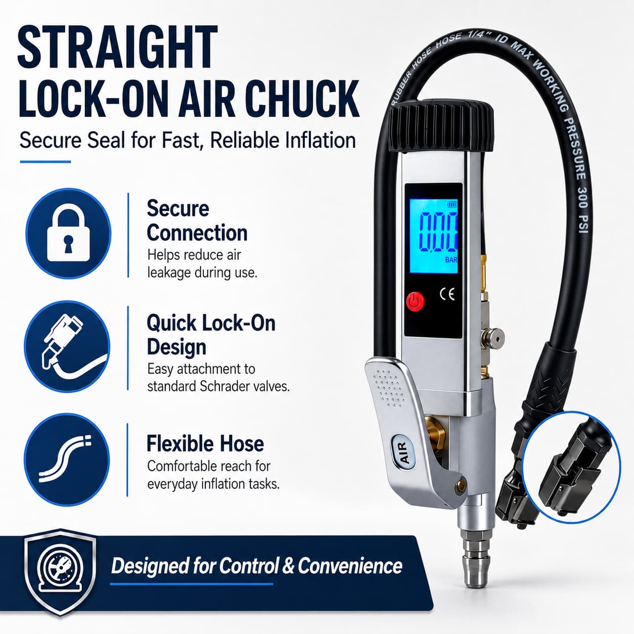 SEAPENG DP-708 Digital Tire Inflator Gauge, 5-230 PSI - Image 5