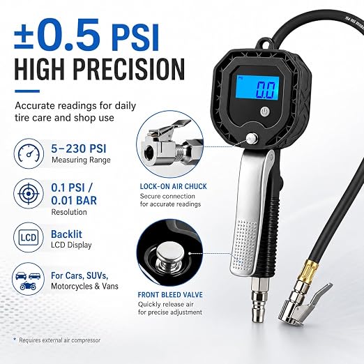 SEAPENG BW-002 Mechanical Tire Pressure Gauge, 5-230 PSI - Image 14