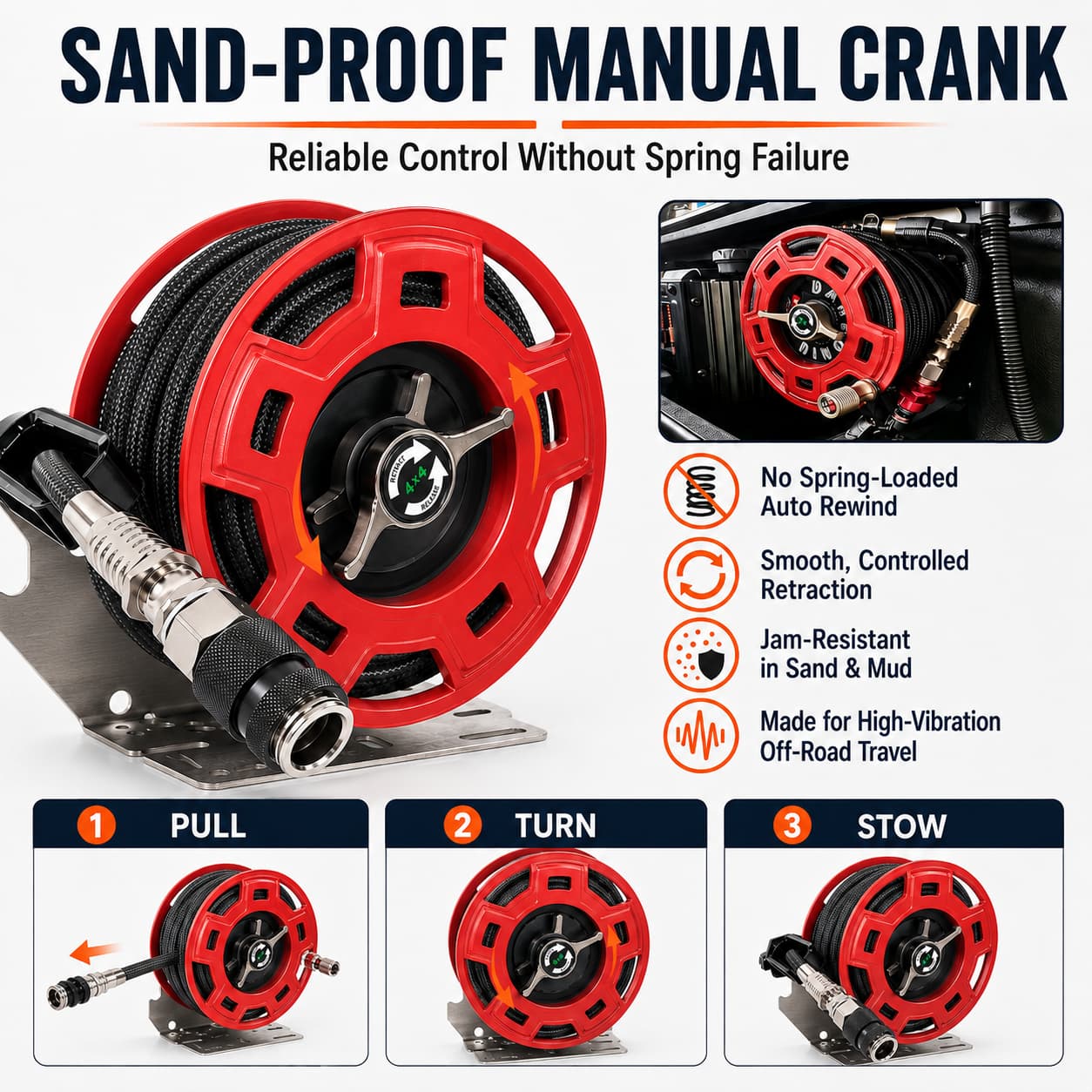 SEAPENG 7m Air Hose Reel for Off-Road Tire Inflation | Jeep, Truck & SUV - Image 10